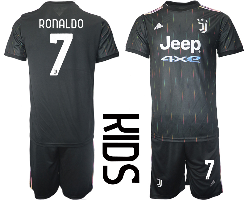 Youth 2021-2022 Club Juventus away black #7 Soccer Jersey